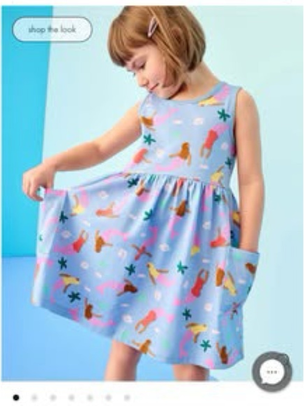 Hanna Andersson Girls' Light Blue Mermaid Print Pocket Dress